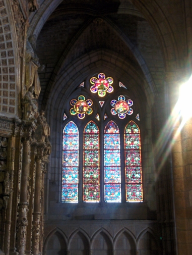 A stained glass window in Leon's famous gothic cathedral